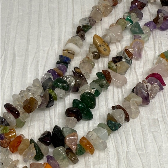 Vintage stand 32 inch Multicolor Gemstone chip Necklace bohemian rainbow - Picture 6 of 14